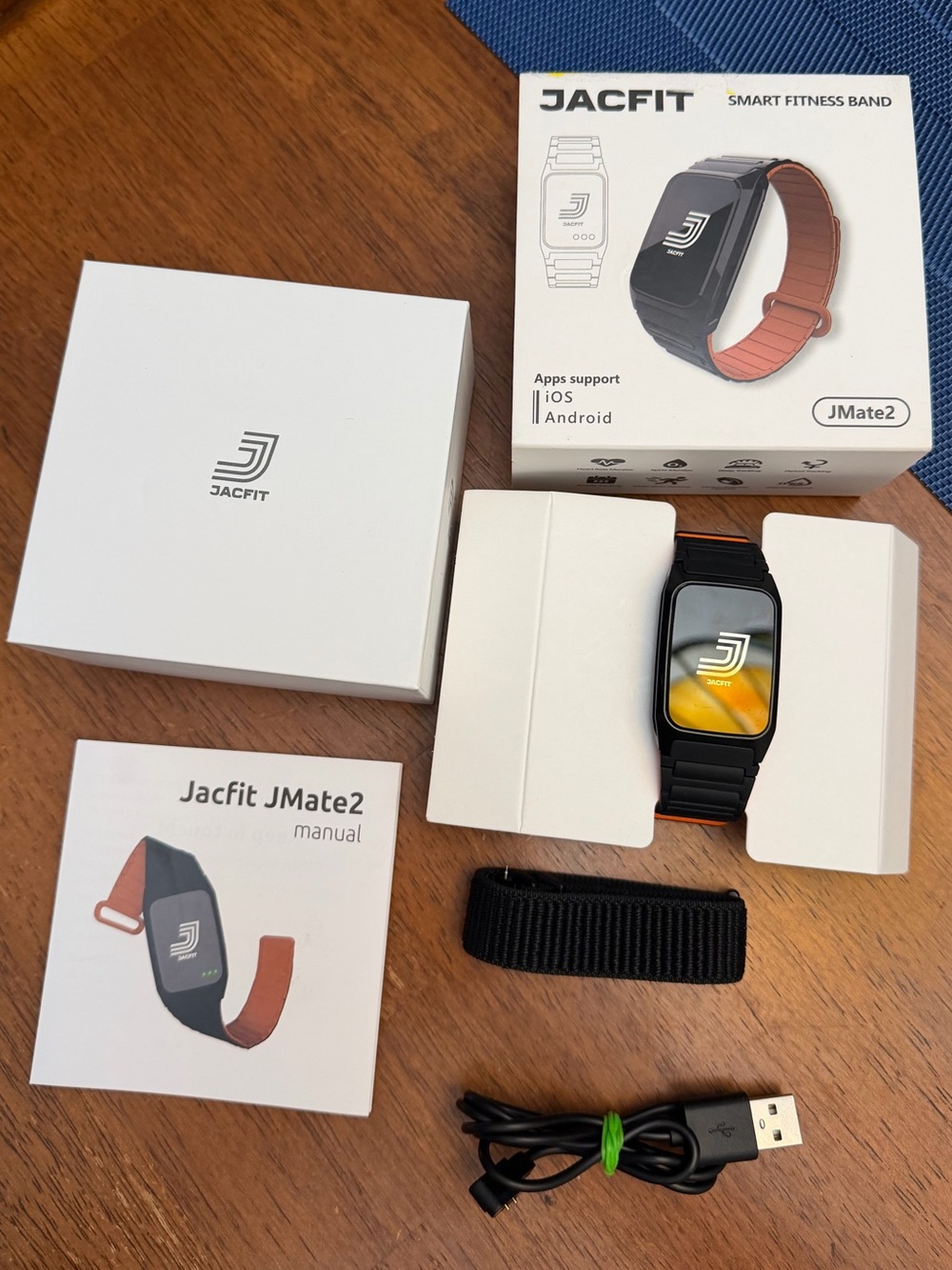 JMate2 Smart Fitness Band - Black with Orange Accents